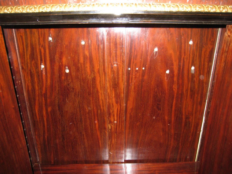 Gilt French Louis XVI Style Demilune Side Cabinet with Marble Top For Sale