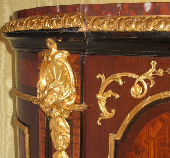 19th Century French Louis XVI Style Demilune Side Cabinet with Marble Top For Sale 2