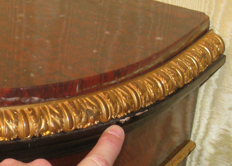 19th Century French Louis XVI Style Demilune Side Cabinet with Marble Top For Sale 3