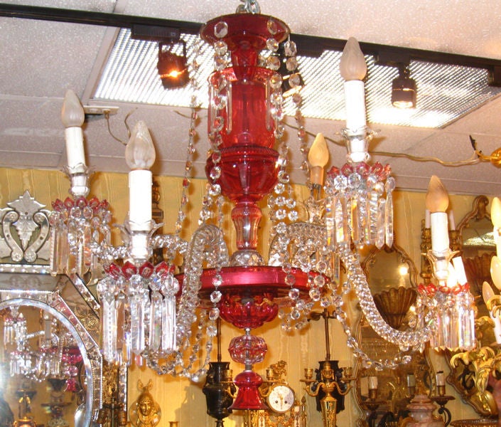 Antique Ruby Red Glass Chandelier At 1stdibs Antique Ruby Red Glass Chandelier In Good Condition For New York Ny