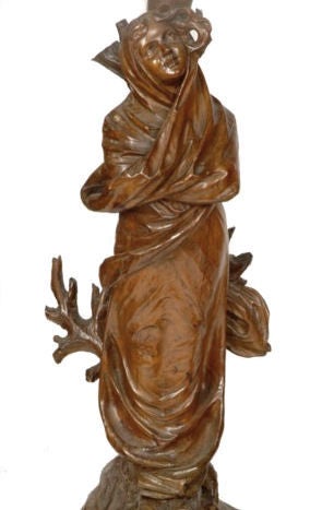 Figural of Figural Art Nouveau Carved Wooden Pedestals