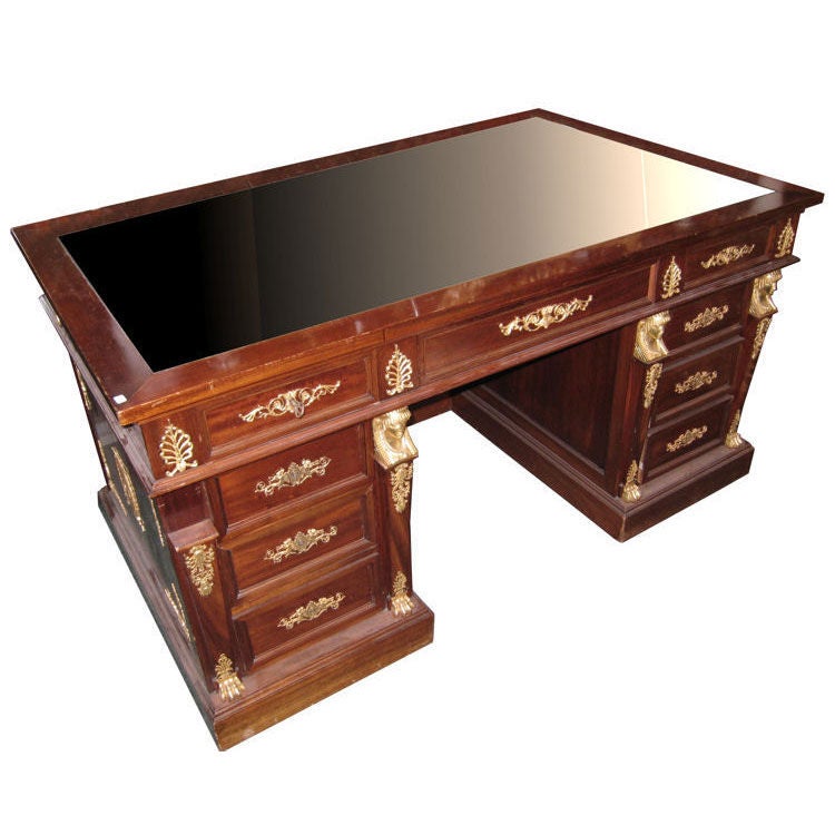 Bureau néo-égyptien français ancien de style Empire français