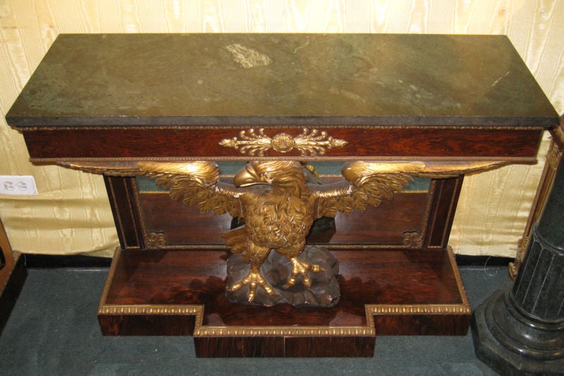 Pair of Regency Revival Pier Tables with Carved Eagles 5