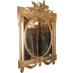 Antique Rococo Revival Giltwood Overmantel Mirror