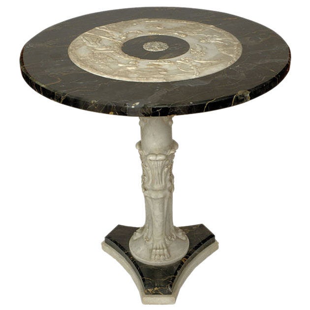 Neoclassical Italian Marble Pedestal Center Table For Sale