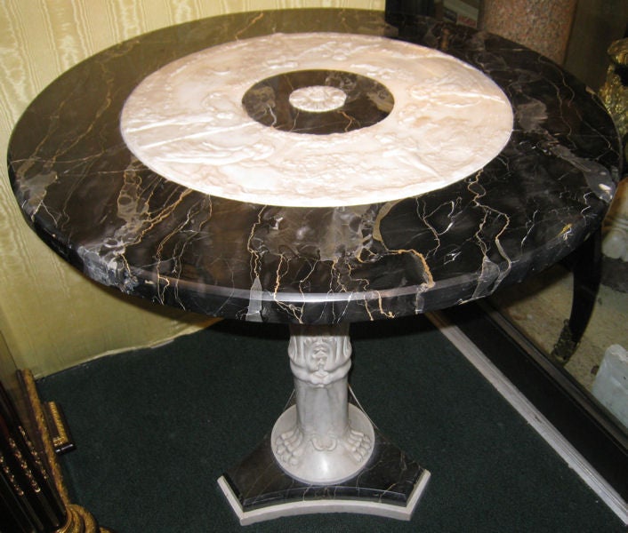 19th Century Neoclassical Italian Marble Pedestal Center Table For Sale