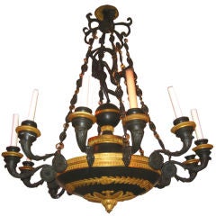Empire Style Ormolu and Patinated Bronze 12-Light Chandelier