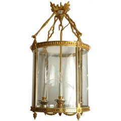 Antique Louis XVI Style Gilt and Silvered Bronze Lantern
