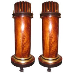 Pair of Regency Style Cylindrical Mahogany Cabinets