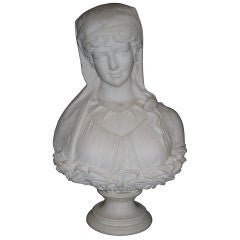Marble Bust of Veiled Maiden Attributed to Cesare Lapini