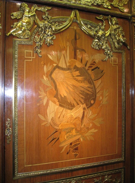 Very Important Palace Size Louis XVI Style Marquetry Parquetry Tall Commode 2