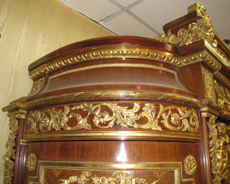 French Very Important Palace Size Louis XVI Style Marquetry Parquetry Tall Commode For Sale