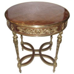 Bronze Mounted Parquetry Inlaid Louis XVI Style Gueridon Table