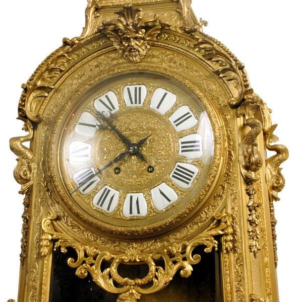 19th Century Antique Palace Size Louis XIV Style Ormolu Bronze Figural Mantel Clock