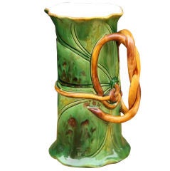 Majolica Lotus-Leaf Pitcher by Minton