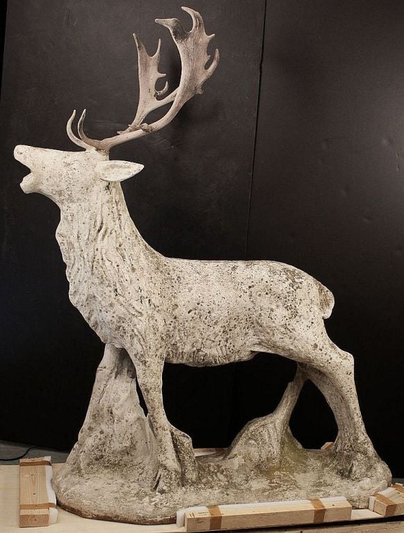 English Garden Stag of Cast Stone