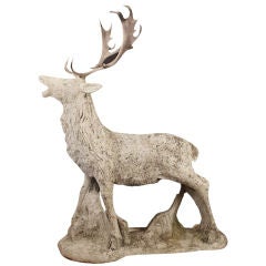 English Garden Stag of Cast Stone