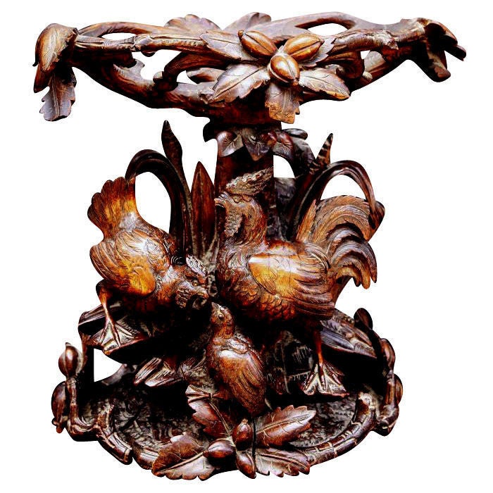 Black Forest Compote Stand or Comport of Carved Wood