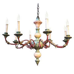 French Eight-Light  Painted Hanging Fixture