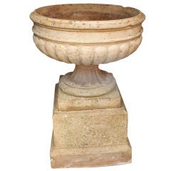 English Garden Urn on Plinth of Terra Cotta 2