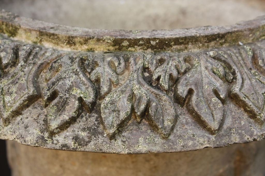 Pottery Scottish Garden Urn in Terra Cotta with Figural Relief