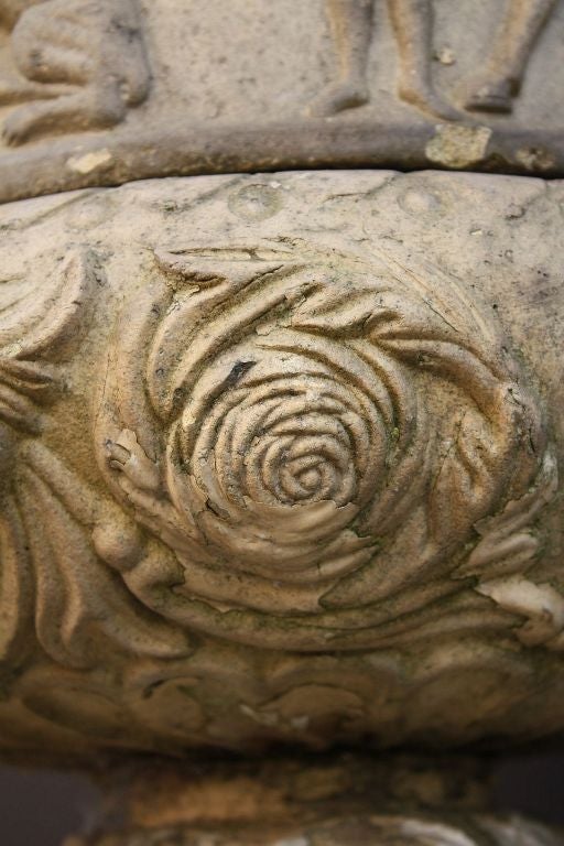Scottish Garden Urn in Terra Cotta with Figural Relief 2