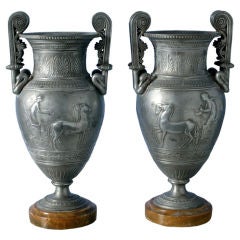 A Pair of French Neoclassical Pewter Urns