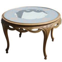 French Verre Églomisé Top Table with Ribbon Apron