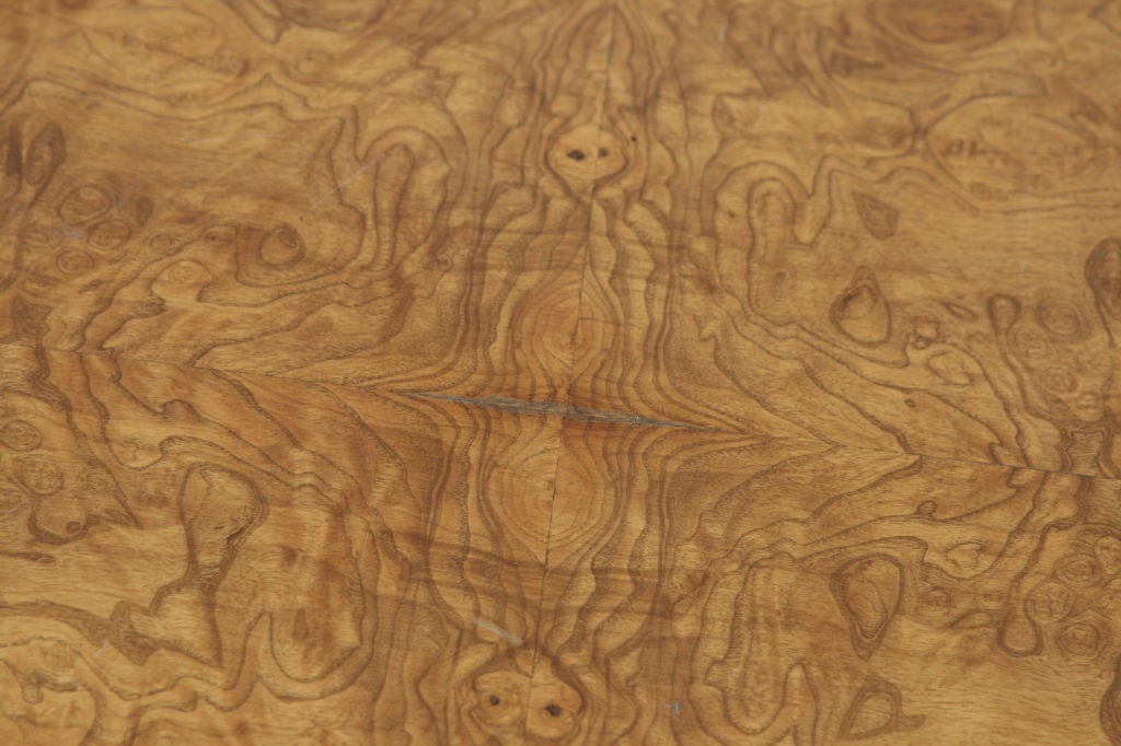 American Bookmatched Burl Top Round Parsons Table by Directional