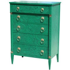 Vintage 1940s Faux Malachite Chest of Drawers