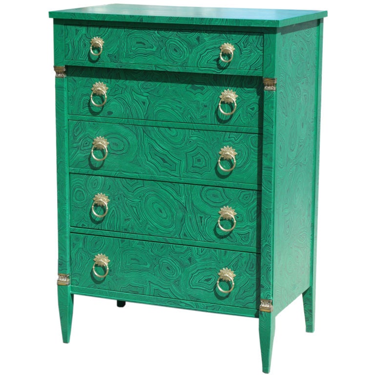 1940s Faux Malachite Chest of Drawers