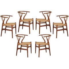 Set of six original Hans Wegner Wishbone Chairs