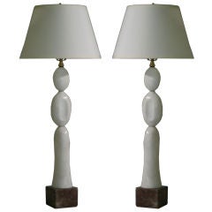 Pair of Marble and Alabaster Lamps in the Manner of Noguichi