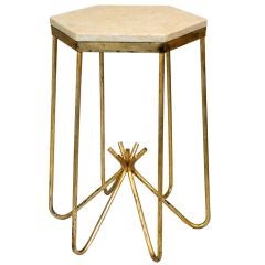 Occasional Table with Travertine Top attributed to Jean Royere