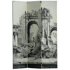 Large 1940s Italian Lithographed Wallpaper Screen 12