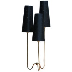 French Deco Lamp with Pierced Metal Shades