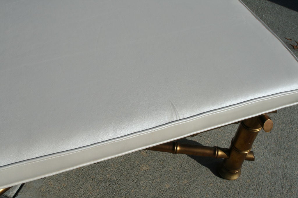 Gilt Wood Faux Bamboo Leather Bench