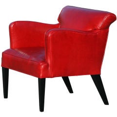 Late Deco Red Leather Armchair
