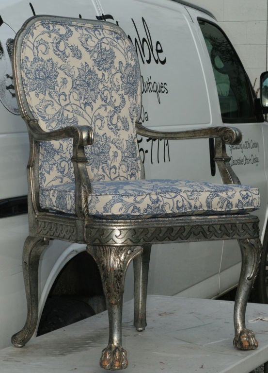 Vintage Italian Silver Gilt Irish Chippendale Style Arm Chair