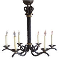 1940s Italian Rope Chandelier out of Twisted Iron 1