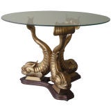 Vintage French Bronze Dolphin Table