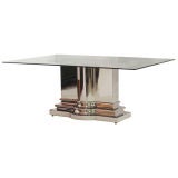 Vintage Stainless Steel Dining Table by Brueton