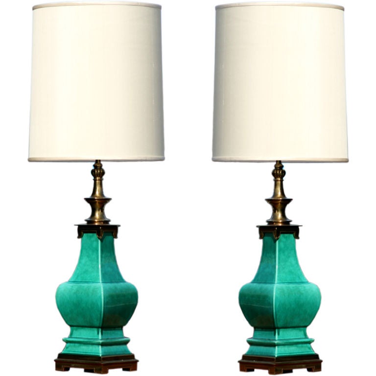 Pair of Asian Style Turquoise Stiffel Lamps