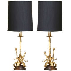 Pair of Vintage Italian Gilt Faux Bamboo Lamps