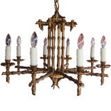 Vintage Faux Bamboo Brass Chandelier
