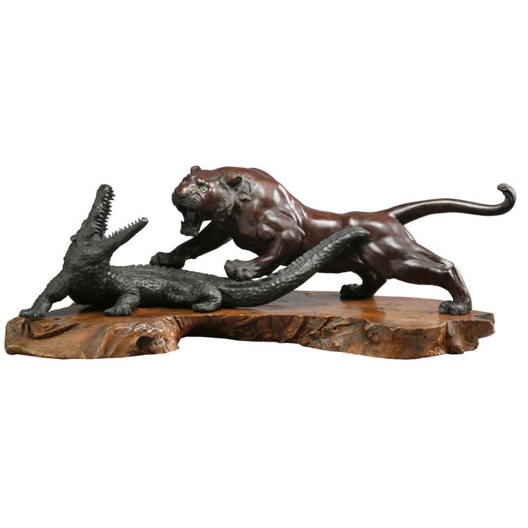Japanese bronze animal sculpture