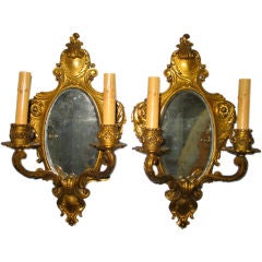 Antique Bronze and mirrored double wall sconces