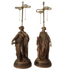 Bronze And Marble Figural Lamps