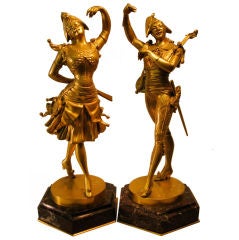 Antique Dore' Bronze Minstrel Dancers