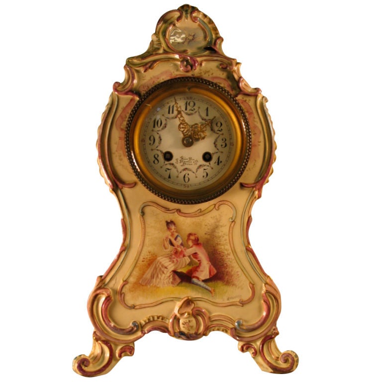 Porcelain Mantel Clock For Sale